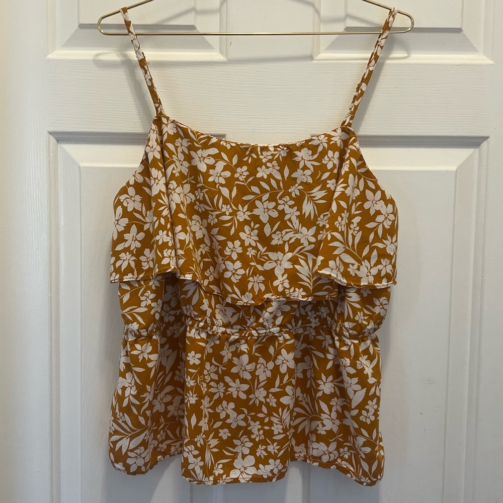 Old Navy Mustard Floral Camisole Flowing Top | Size XL